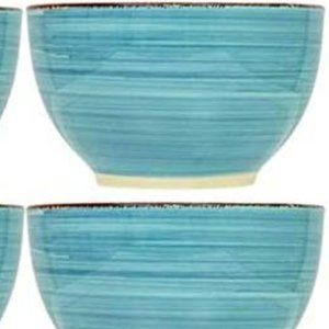 "Turquoise Tranquility: Set of 4 Royal Norfolk Swirl Stoneware Bowls (5½")"
